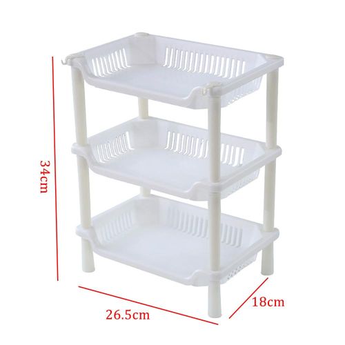 3 Layers Kitchen Organizer Storage Rack High Quality Plastic Assembled  Sundries Storage Holder Bathroom Shelf Home Organization