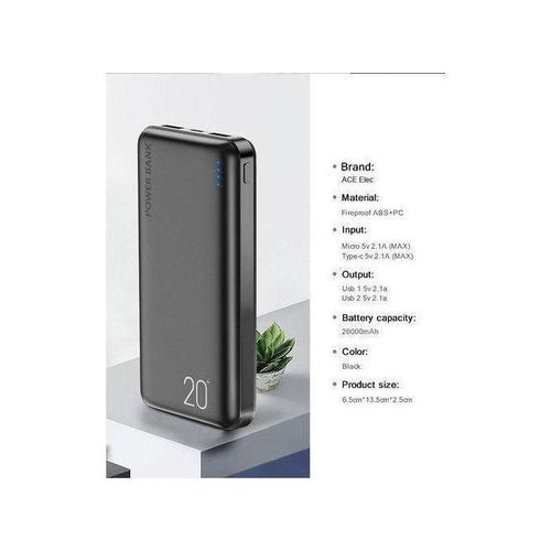 Ace Elec 20000 MAh Utra Slim Portable Power Bank Type C Dual input and Output - image 3