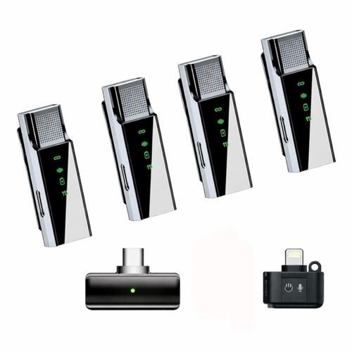 Generic S16 Wireless Lavalier  Noise Cancellations 5 in 1 Microphone (4 lavaliers Microphones for, Type C and iPhone - image 3