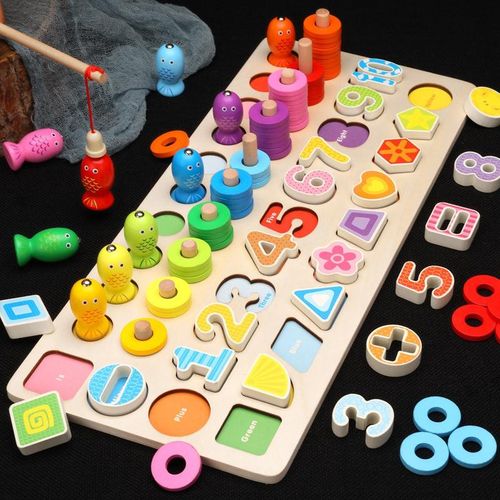 Buy Wooden Fishing Toys, Count Fishing Game, Wooden Toys For Kids