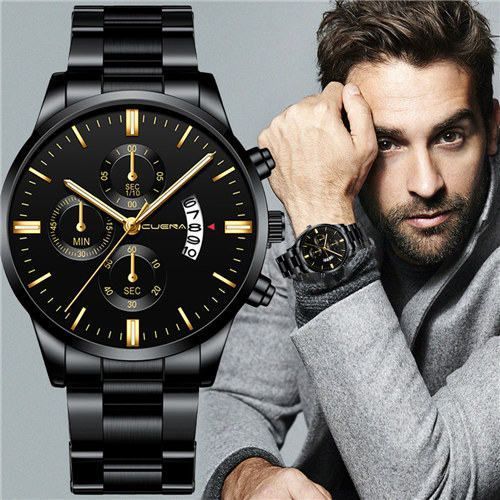 Business Round Quartz New Calendar Dial Waterproof Multifunctional  Stainless Strap Fashionable Clock Wrist Watch for Men - AliExpress