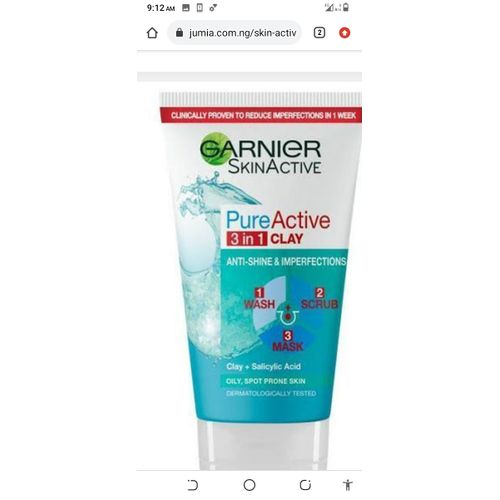 Garnier Skin Active Pure Active 3 In1 Clay 150ml Jumia Nigeria