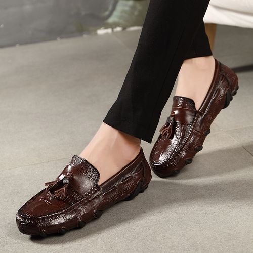 Duchess forståelse pakistanske Fashion Crocodile Pattern Genuine Leather Loafers Men Tassel Shoes Casual  Moccasins (Brown) | Jumia Nigeria