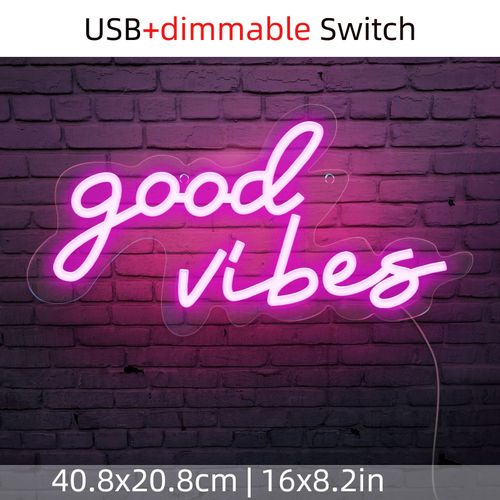 Good Vibes LED Neon Light Wall Art Aesthetics Hanging Neon Sign