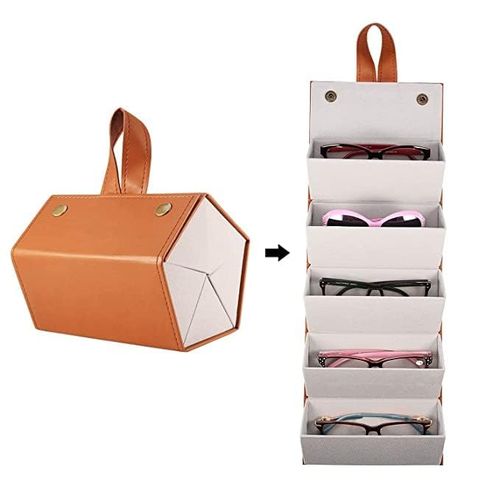 product_image_name-Generic-Portable Glasses Organizer Multi-Slot Eyeglasses Storage Display Travel Folding Sunglasses PU Leather Case-3