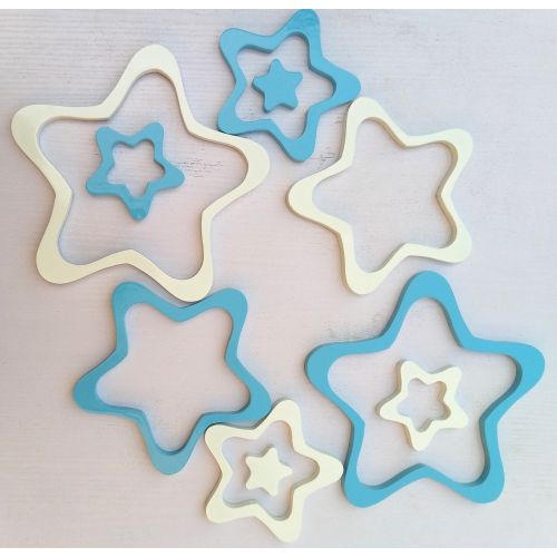 product_image_name-Generic-10pcs Acrylic Star Wooden Wall Sticker White And Blue-6