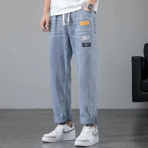 Fashion Men's Clothing Wide Leg Jeans Men's Baggy Blue Jeans Explosive ...