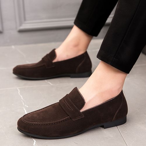 Fashion Big Size 39-46 Men Suede Leather Formal Business Shoes Brown ...