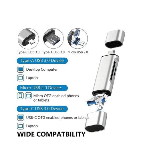 Generic 3 in 1 Card Reader,USB-A,Micro USB,Type-C Combo To 2-Slot TF,SD Card Reader OTG Card Reader Adapter Compatible With Smartphone,Laptop,PC,Fast Transfer - image 3
