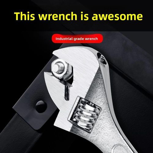 product_image_name-Generic-6 Inch Silver Adjustable Wrench, 20mm Wide Jaw Opening, Carbon Steel Heavy Duty Shifting Spanner-3