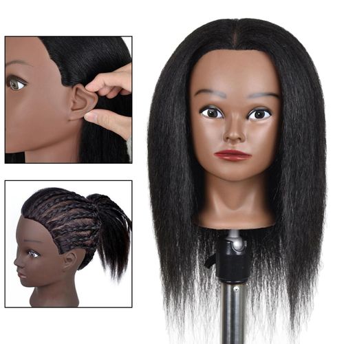 duhgbne african american mannequin head real hair manikin head for