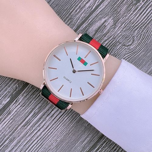 product_image_name-GALUIN-Green and red woven nylon strap watch-1