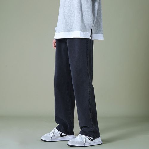 Men Straight Wide Leg Pants Korean Jeans Streetwear Hip Hop Baggy