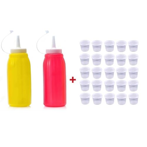 product_image_name-Generic-2 Pcs Squeeze Tomato Ketchup Sauce / Condiment Dispenser Bottle  + 25pcs Sauce Dip Jar / Takeaway Container-1