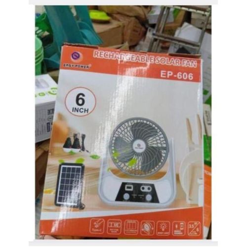 Generic EASY POWER Rechargeable Solar Fan EP 606, 6 Inch