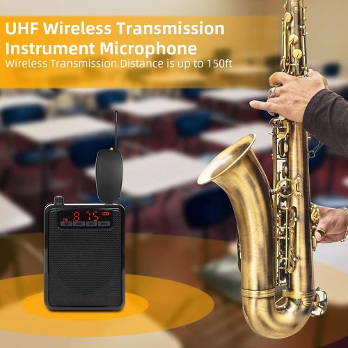 Generic UHF Saxophone Mic Wireless Microphone System Clip On Musical
