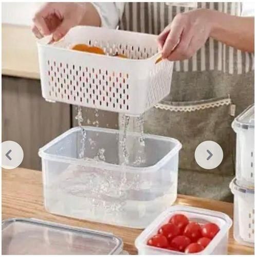Generic 3 PCs Fridge Storage Containers with Drainage Basket - image 2