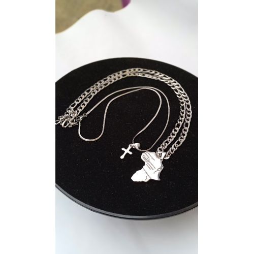 product_image_name-Fashion-Men's Steel Necklaces With Pendants Silver-1