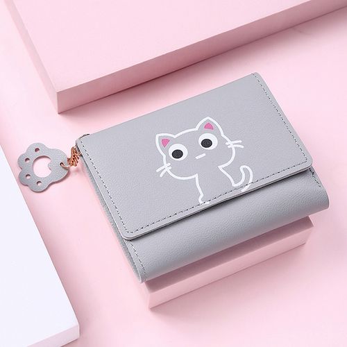 Cute Cat Wallet, Purses for Women, PU Leather Wallets, Small Ladies Purses  with Metal Zipper for Kids Teens Girls Women (Black Pink), multi | Excefore