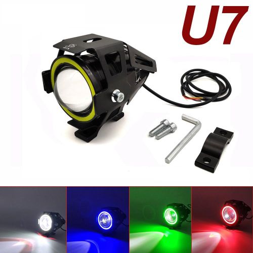 1Pc U7 Motorcycle LED Headlight With Angel Eyes Motor Auxiliary Light  Bright Spotlight Bicycle Lamp Accessories Fog Lights 