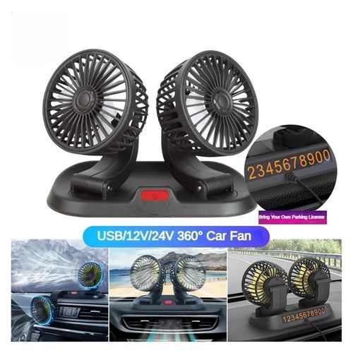 product_image_name-Flushrenic-Car Fan,USB/12V/24V Double-Head,Adjustable 360° Car Electric Fan Silent,2-Speed Multi-Functional Temporary Parking Card Car Fan(USB)-2