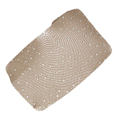 Generic Womens Fishnet Long Stockings Crystal Rhinestones Stretchy Khaki - image 8