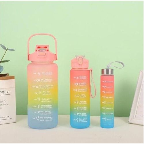 Generic 3 In 1 Water Bottle With Straws(2000ml 1000ml,500ml)