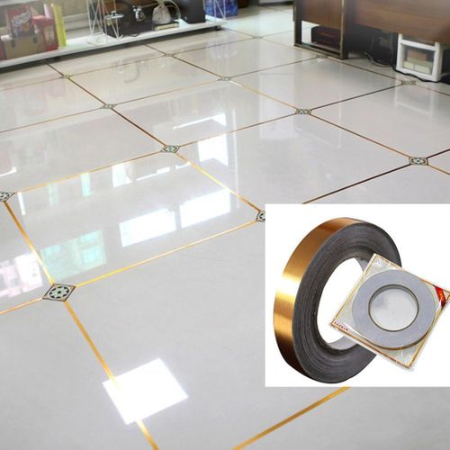 Generic 50M Gold Color Self Adhesive Waterproof Wall Tape Strip Floor Tile  Beauty Seam Sticker Home Decoration
