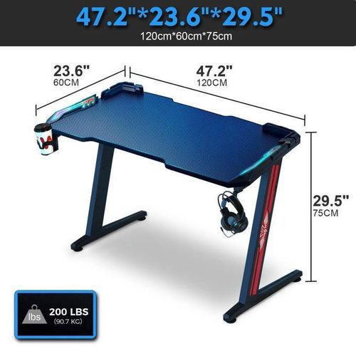 Generic Modern Z Shaped RGB Led Lights Gaming Table 1.2Mtr