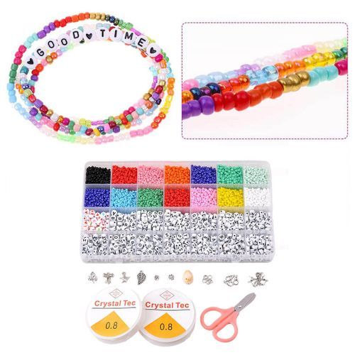 Fashion Glass Beads Set W/String Clasps Kit DIY Bracelet Jewelry Making  Gold