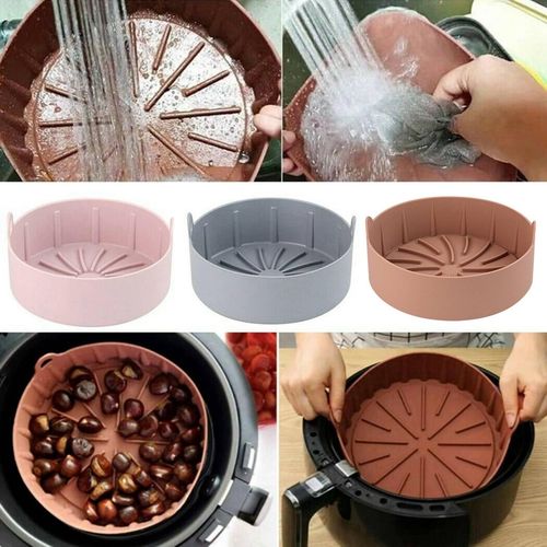 For Air Fryer Baking Basket Soft Tray Accessories Cooking Reusable Silicone  Pot