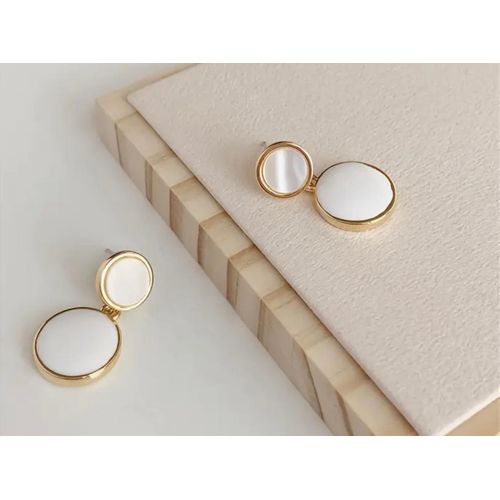 Fashion Dainty Golden Plated Drop Earrings- White