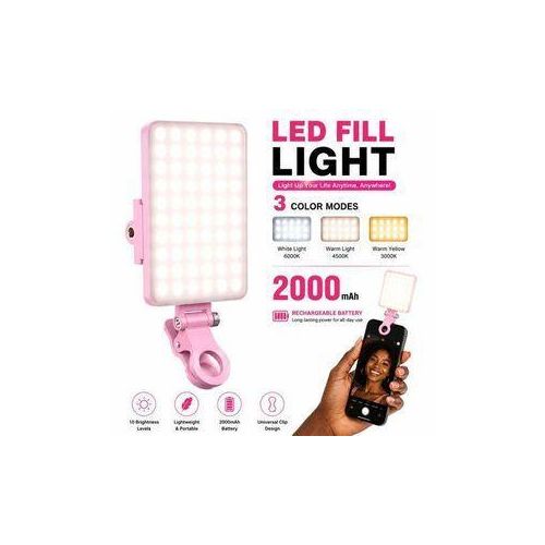 Generic Led Rechargeable Fill Light Adjustable,For Phone Camera Vlog Conference With Clip-Pink