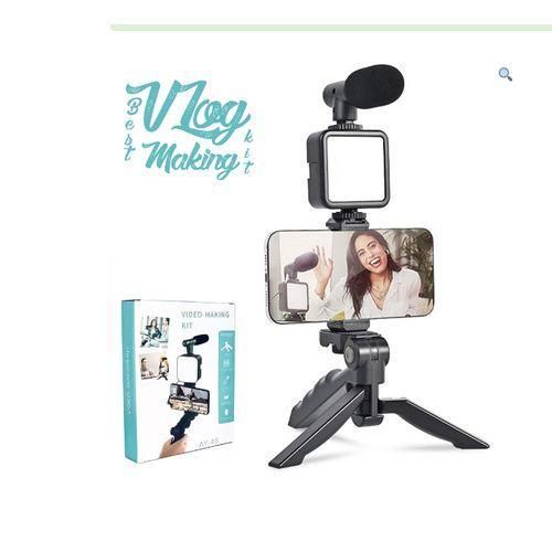 Generic Vlogging Video Kit With Tripod & Mic For Mobile Phone