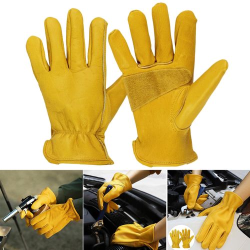 Generic Durable Work Gloves Waterproof Anti-slip Leather Gloves for Men  Women