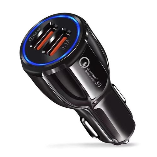 Generic Car Charger 2-USB Port Fast Car Charger- Black
