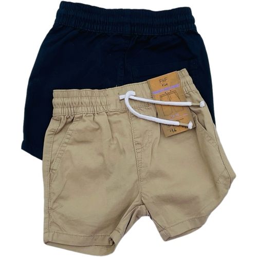 F And F Boys Plain Colored Khaki Shorts - 2 Pack