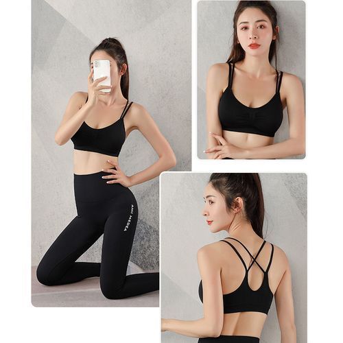 Generic Women Cross Back Sport Bras For Yoga Workout Fitness（Black）