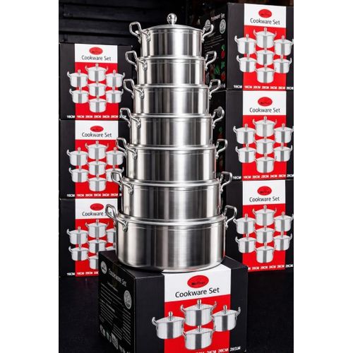 Hoffner Stainless Steel Cookware Set – 7-Piece Cooking Pot Set