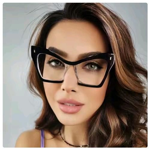 product_image_name-Fashion-Khaki Yellow Oversized Square Cat Eye Plastic Titanium Anti-blue Light Computer Eyeglasses-4
