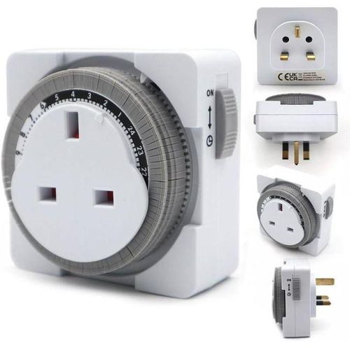 Generic Plug-in Timer Switch, 24 Hour Segment with Plug Socket to Control Appliances Up to 3120W, Home Security Timer to Deters Burglars, Automatic On/Off, Energy-Saving (7.5x7.5x7cm)
