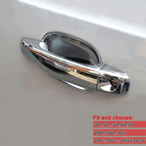 Generic Car door handle cover and door bowl sticker strip fit for peugeot  308 307 408 207 508 206 301 2008 3008 refit electroplating cap