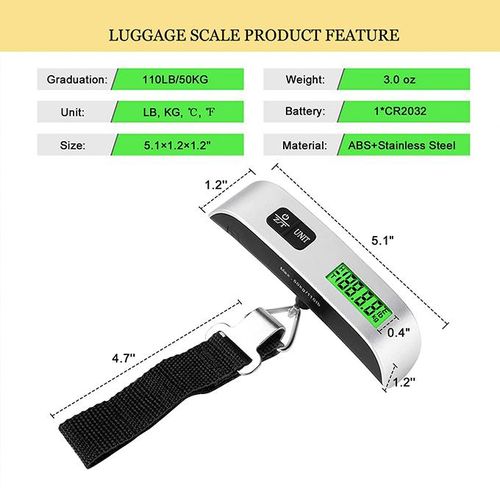 50KG DIGITAL TRAVEL PORTABLE HANDHELD WEIGHING LUGGAGE SCALES SUITCASE BAG