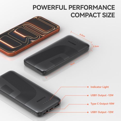 product_image_name-FOOMEE-10000 mAh Portable Slim Power Bank with 12W Fast Charging and LED Light Indicator-5