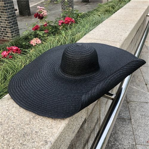 Fashion (54-58cm) 25cm Oversized Foldable Travel Beach Hats For Women Large  Wide Brim Straw Hat Lady UV Protection Sun Hat Outdoor Sun Shade Hat