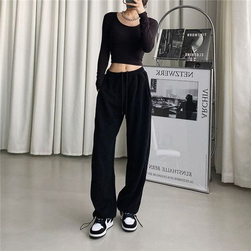 Fashion (001-black)Joggers Wide Leg SweatPants Women Trousers High