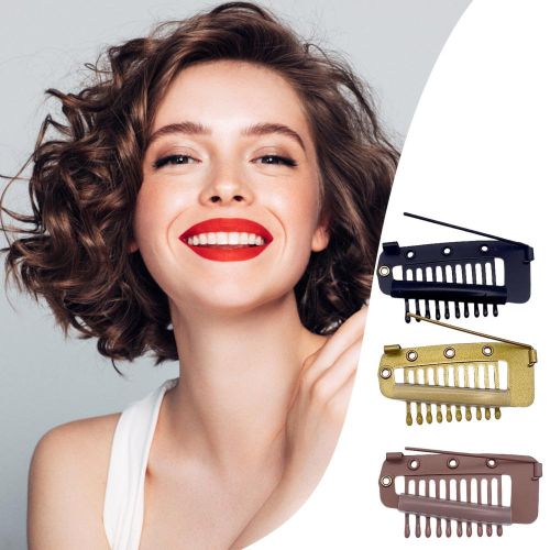 GBSTORE 20 Pcs Wig Clips Black 9-Teeth Metal Clips Snap-Comb