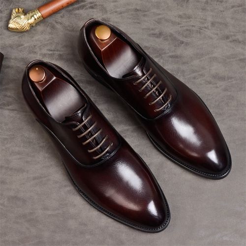 Fashion Mens Formal Shoes Genuine Leather Oxford Shoes Coffee For Men ...