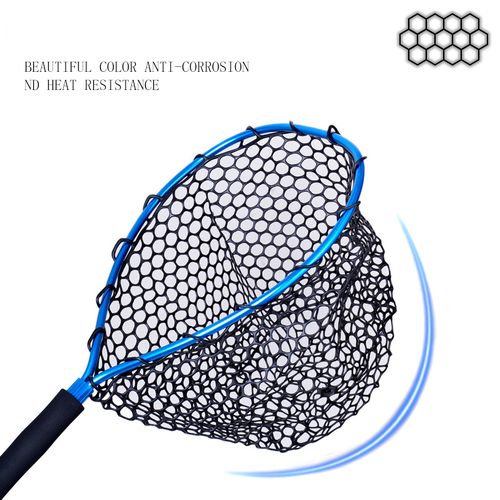 Foldable Fishing Brail Net Rubber Mesh 8MM Mesh Rubber Coated Fishing Net  with Aluminum Handle Anti-Slip for Fishing Accessories - AliExpress