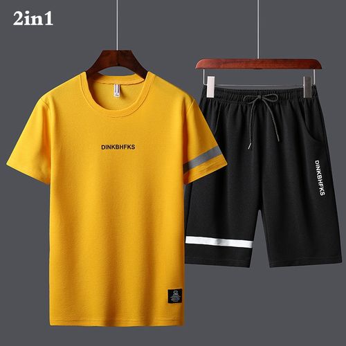 Fashion New Men's T-shirt Sports Suit -Yellow & Black | Jumia Nigeria